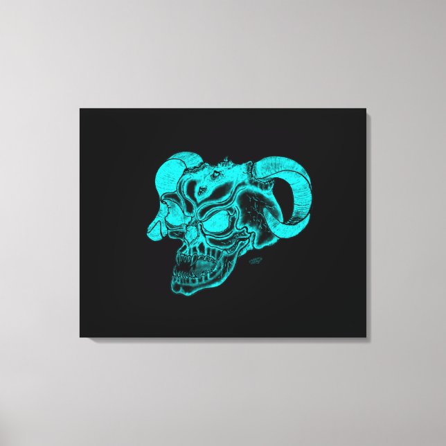 Lienzo Skull Devil Head Black and Green Design (Anverso)