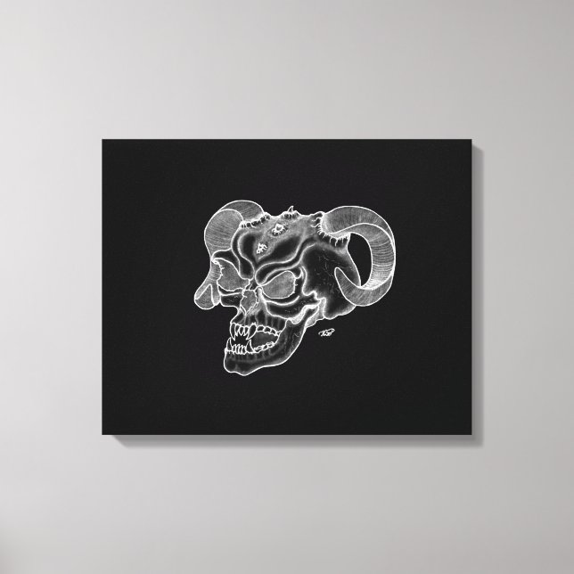Lienzo Skull Devil Head Black and White Design (Anverso)