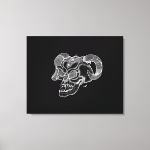 Lienzo Skull Devil Head Black and White Design