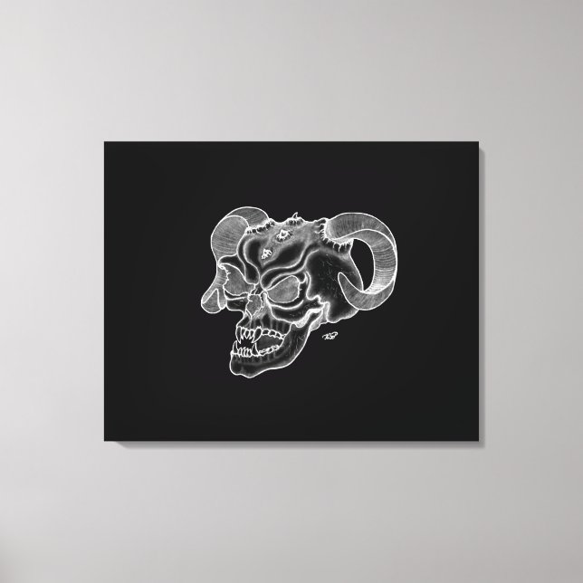 Lienzo Skull Devil Head Black and White Design (Anverso)