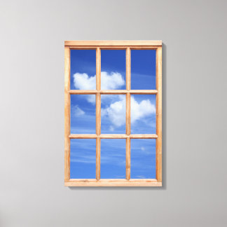 Lienzo Sky y nubes Efecto 3D Vista de ventana