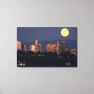Lienzo Skyline De Bellevue Desde El Lago Washington En Du
