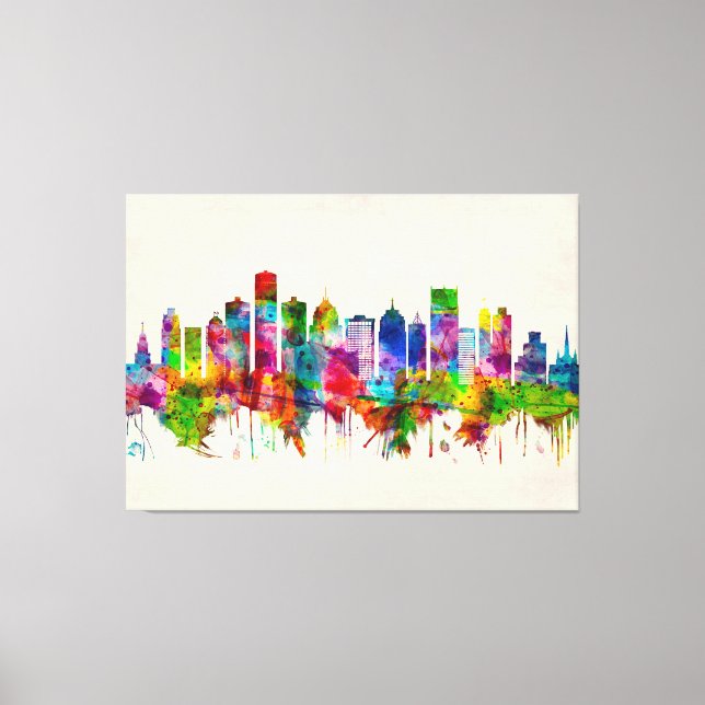 Lienzo Skyline de Detroit Michigan (Anverso)