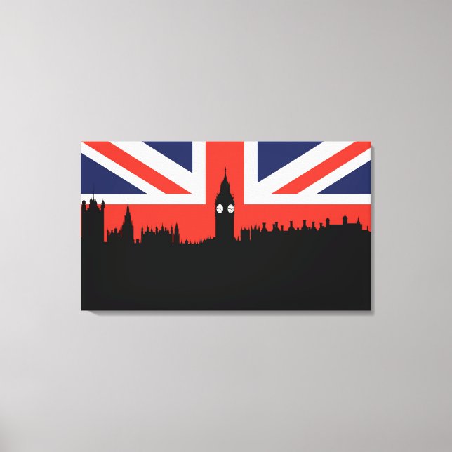 Lienzo Skyline de Londres | Bandera británica (Anverso)