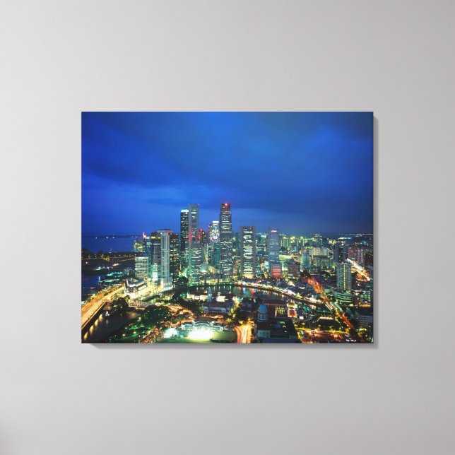 Lienzo Skyline de Singapur de noche, Singapur (Anverso)