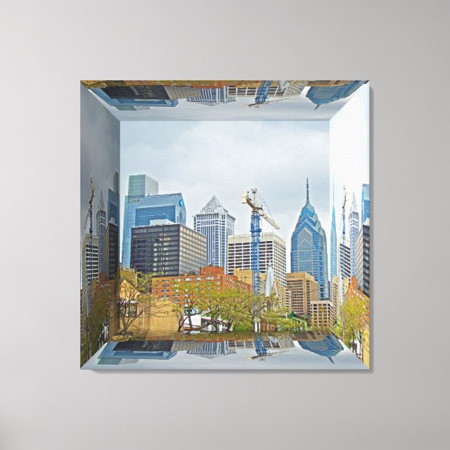 Lienzo Skyline Filadelfia - Caja espejo (Anverso)