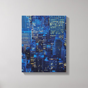 Lienzo Skyline NYC, vista de gran angular al atardecer