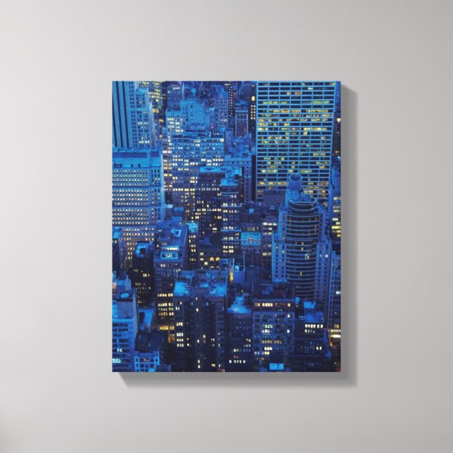 Lienzo Skyline NYC, vista de gran angular al atardecer (Anverso)