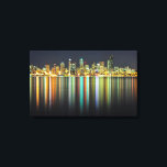 Lienzo Skyline Seattle de noche con reflexión<br><div class="desc">Skyline Seattle de noche</div>
