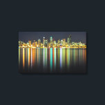 Lienzo Skyline Seattle de noche con reflexión<br><div class="desc">Skyline Seattle de noche</div>