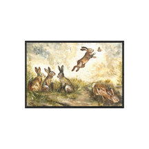Skyward Fluff Meadow Hare Whimsical Rabbit Family