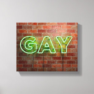 Lienzo SlipperyJoe letrero de neón gay iluminado brillant