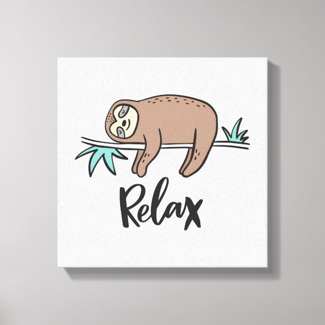 Lienzo Sloth dice Relax (Anverso)