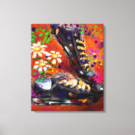 Lienzo Sneakers and Daisies Impresionista Naranja Blanco