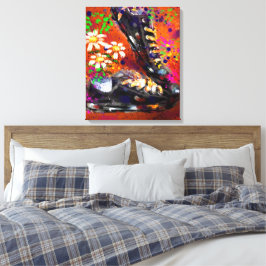 Lienzo Sneakers and Daisies Impresionista Naranja Blanco