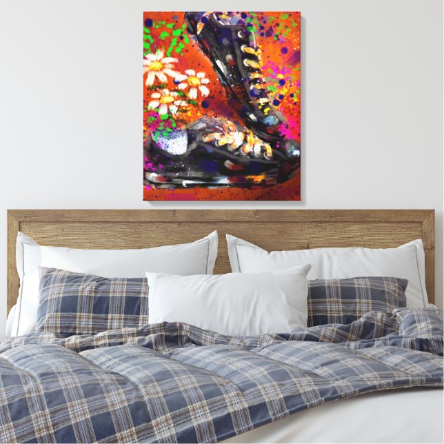 Lienzo Sneakers and Daisies Impresionista Naranja Blanco (Insitu(Dormitorio))