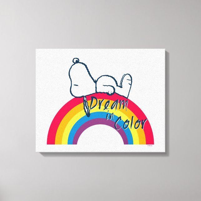 Lienzo Snoopy | Sueño en arcoiris color (Anverso)