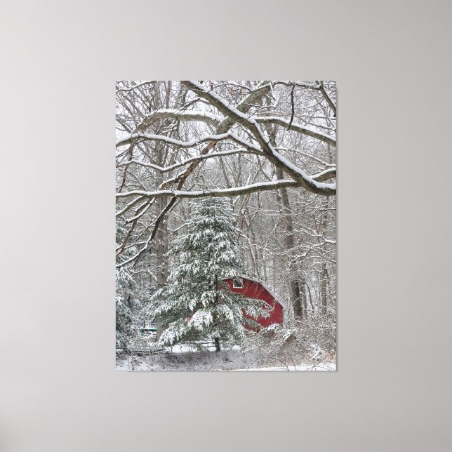Lienzo Snowley Red Barn (Anverso)