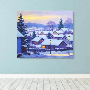 Lienzo Snowy Forest Village