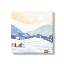 Snowy Hillside | Invierno acuarela