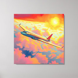 Lienzo Soaring Airplane - Vibrant Painterly Style Art