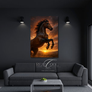 Lienzo Soberbio Caballo Bay Oscuro Criado en Luz Carmesí