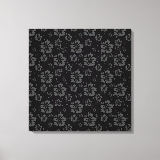 Lienzo Sofisticada floral de color negro negro oscuro (Anverso)