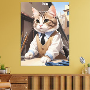 Lienzo Sofisticado Cat Architect Cat Lover