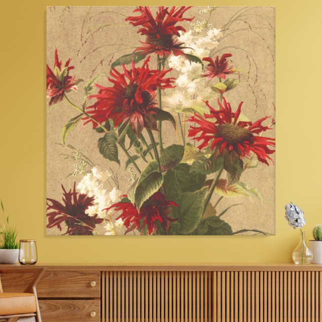 Lienzo Sofisticado rojo y floral burgundy sobre beige (Insitu (Sala de estar))