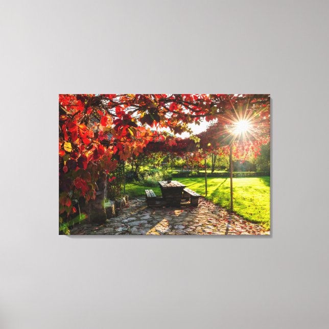 Lienzo Sol a través de hojas de otoño, Croacia (Anverso)