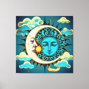 Lienzo Sol celeste y luna