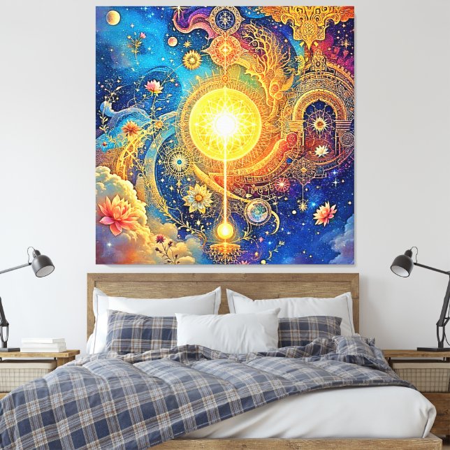 Lienzo Sol cósmico Mandala Art (Insitu(Dormitorio))