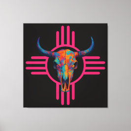 Lienzo Sol de Nuevo México Cráneo Rosa