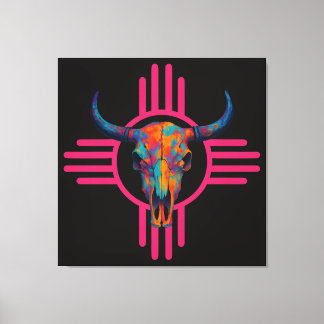 Lienzo Sol de Nuevo México Cráneo Rosa