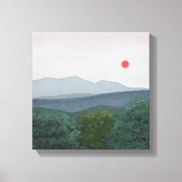 Lienzo Sol rojo al amanecer tela envuelta