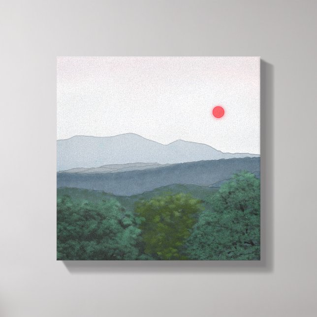 Lienzo Sol rojo al amanecer tela envuelta (Anverso)