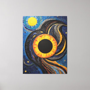 Lienzo Sol y estrellas celestes en mosaico de cielo noctu