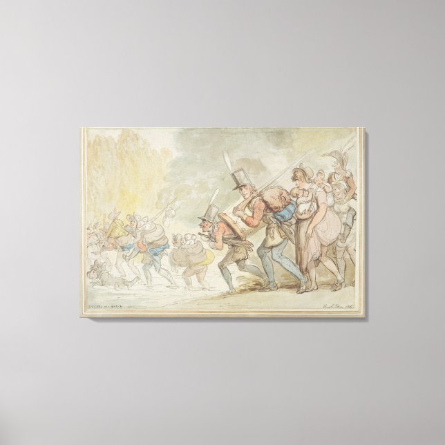 Lienzo Soldados en marzo de 1805 (pluma, tinta y acuarela (Anverso)