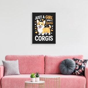 Lienzo Solo una chica que ama Corgis