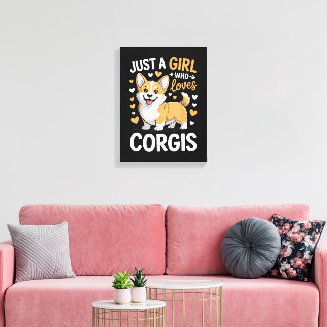 Lienzo Solo una chica que ama Corgis (Insitu (Sala de estar))