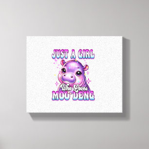 Lienzo Sólo una chica que ama Moo Deng Cute Baby hipopóta