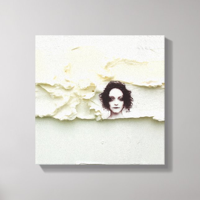 Lienzo Somber Woman Portrait on Cream Abstract (Anverso)