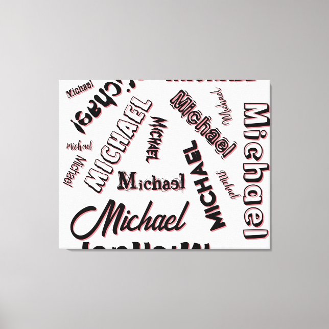 Lienzo Sombra de color de rosa monograma de patrón de nom (Anverso)