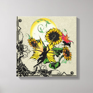 Lienzo Sombra de girasol Hada y Gato Cósmico