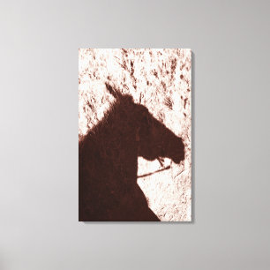 Lienzo sombra de la cabeza de caballo de montar a caballo