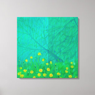 Lienzo Sombras de árbol y candeliones, pintura de flores