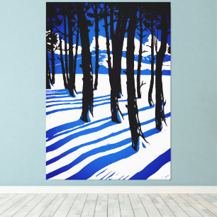 Lienzo Sombras de Bosque Invernal – Naturaleza Mínima Azu