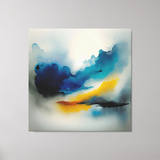Lienzo Sombras del abstracto azul y amarillo de las nubes (Anverso)