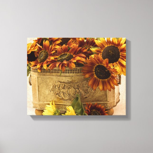 Lienzo Sombras naranjas En La Cesta De Tin (Anverso)