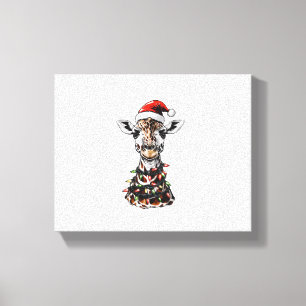 Lienzo Sombrero de Navidad de jirafa Navidad  